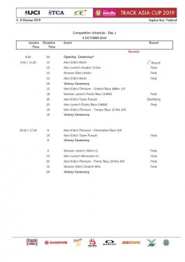 Competition Schedule track asia cup 2019